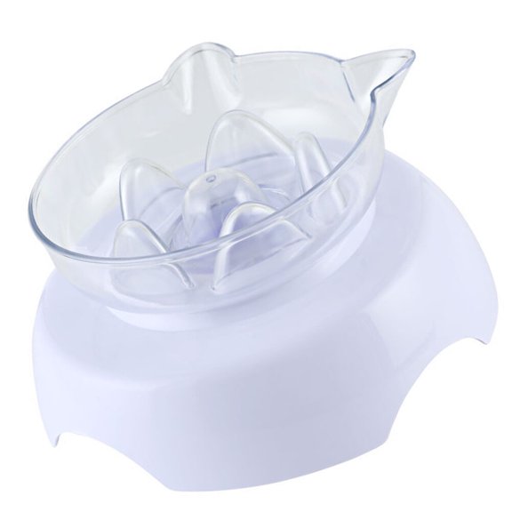 HONMEET High Base Cat Food and Water Feeder with AntiSlip Design for Pet Use in White 15 Degree Tilt