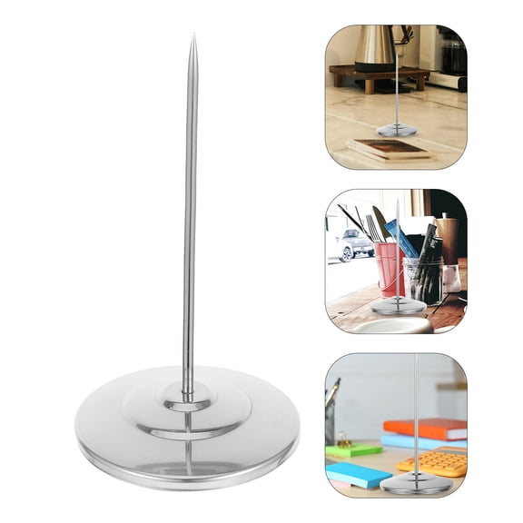 HONMEET Stainless Steel Receipt Holder with Round Base, Desktop Ticket Stabber Organizer, 1 Set