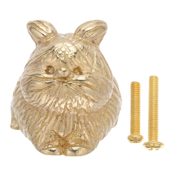 HONMEET Golden Brass Animal Shape Cabinet Handles Vintage Style Cat Drawer Pulls for Furniture
