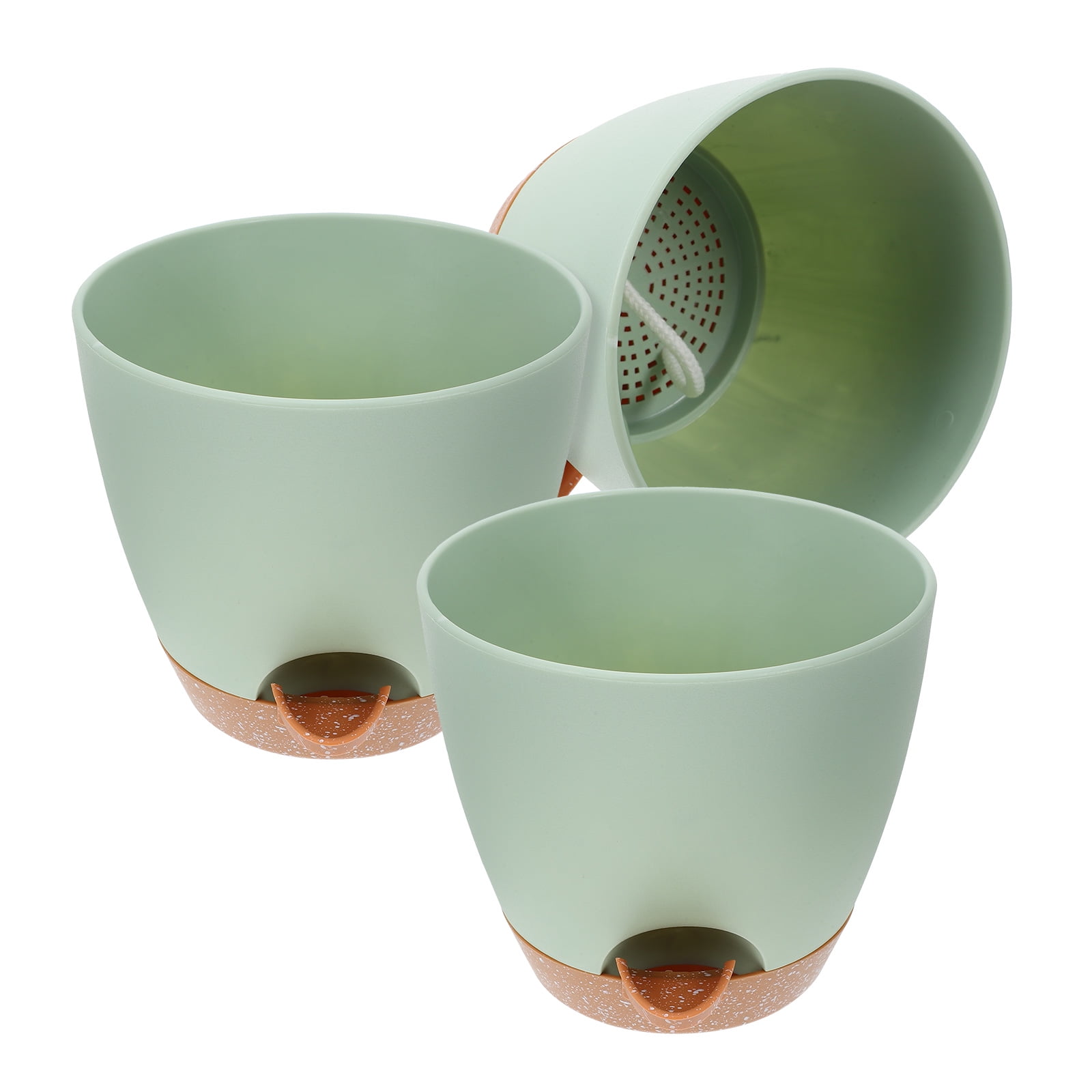 HONMEET 3-Piece Green Hydroponic Planter Set for Indoor Gardening, Plastic Pots Ideal for Home and Office Decoration