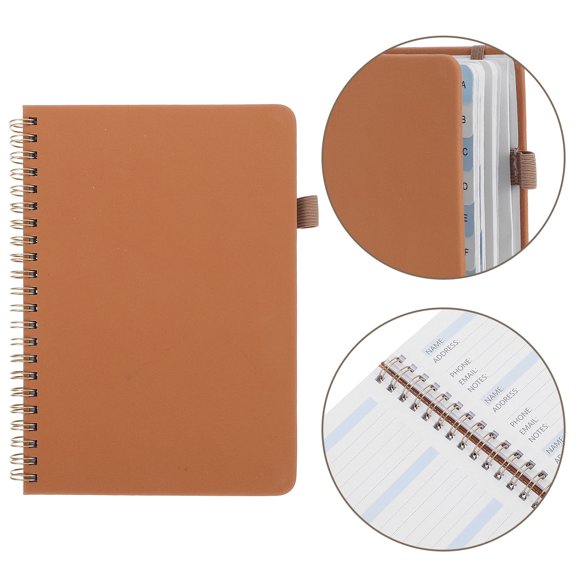 HONMEET Index Notebook Light Brown Multifunctional Address and Password Book with Alphabetical Tabs for Daily Use