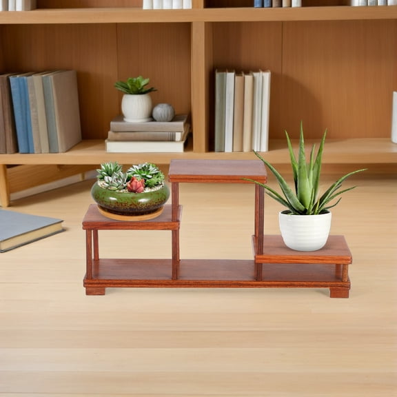 HONMEET Indoor Plant Holder Dark Red Rosewood Wooden Style Display for Home Office 1Pcs