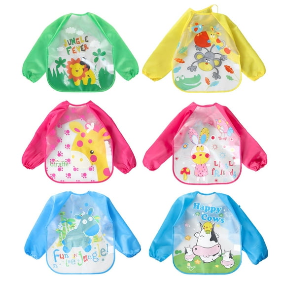 HONMEET Infant Painting Smock Waterproof Baby Bib Green Sleeved Design 1Pack