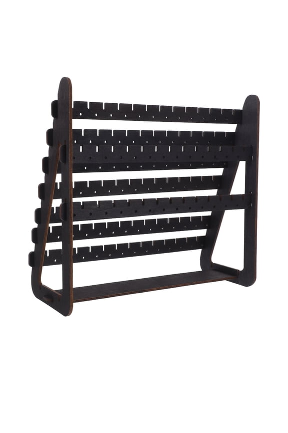 Dark Brown Wood Earring Organizer Stand, Jewelry Holder for Neat Storage and Display, 1 Piece