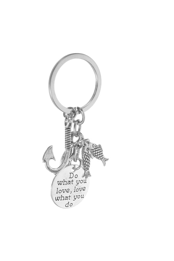 Fishing Hook Keychain in Silver with Creative Design for Keys