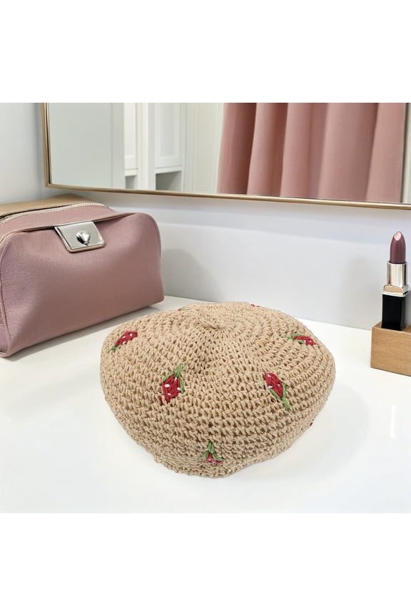 Knit Beret Hats For Women: Classic Design With Light Yellow Color Sun Protection For Photography