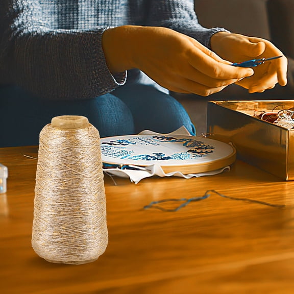 HONMEET Golden Glitter Yarn for Crochet, Knitting, and Handmade Crafts - Sparkling Thread for Accessories
