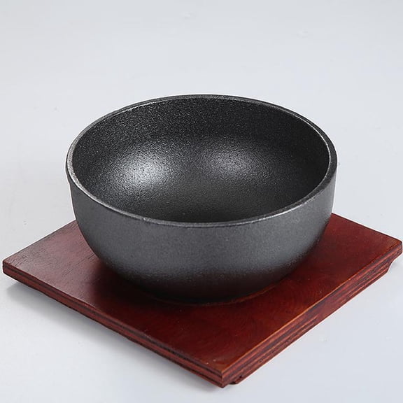 HONMEET Cast Iron Bibimbap Stone Bowl Set for Serving Food - Household Kitchen Cookware 1 Piece