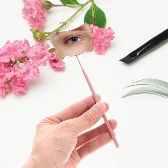 HONMEET Handheld Pink Eyelash Extension Mirror for Precise Makeup and Lash Application