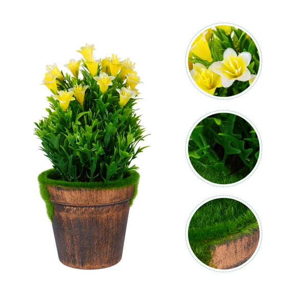 HONMEET Desktop Bonsai Tree Artificial Bonsai Yellow Plastic 1Pack No Watering Required