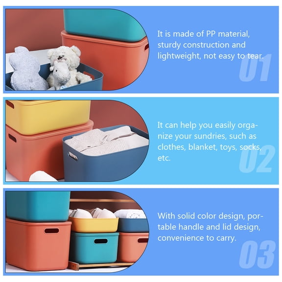 HONMEET Orange Cube Storage Organizer with Lid and Handles for Home Storage