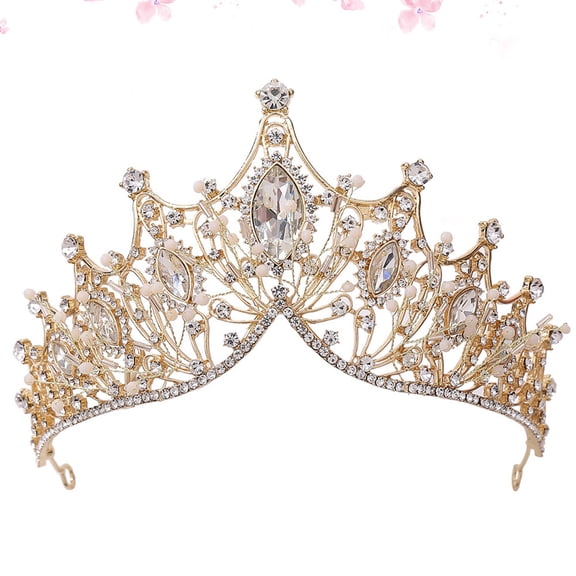HONMEET Elegant Golden Wedding Bridal with Lightweight Crystal Design for Weddings and Special Events