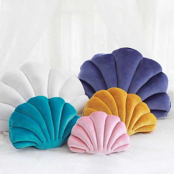 HONMEET Yellow Shell Shaped Plush Throw Pillow for Home Decoration, Soft and Cushion, 1 Piece