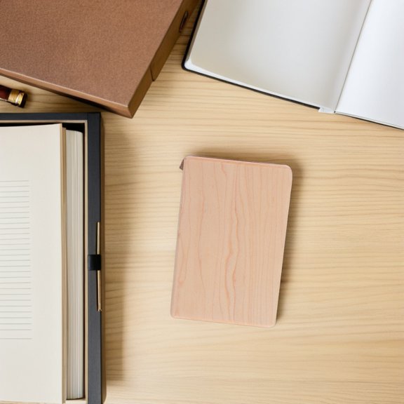 HONMEET Luxurious Beige Wood Business Card Case with Fine Craftsmanship
