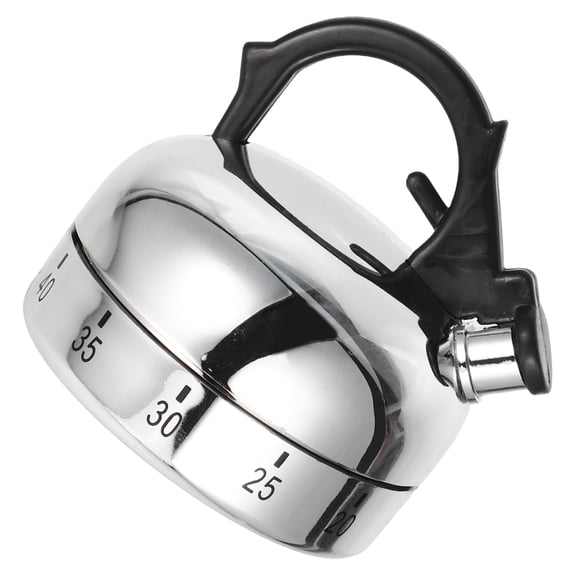 HONMEET Manual Wind Up Kitchen Timer Silver Tea Kettle Mechanical Countdown for Cooking