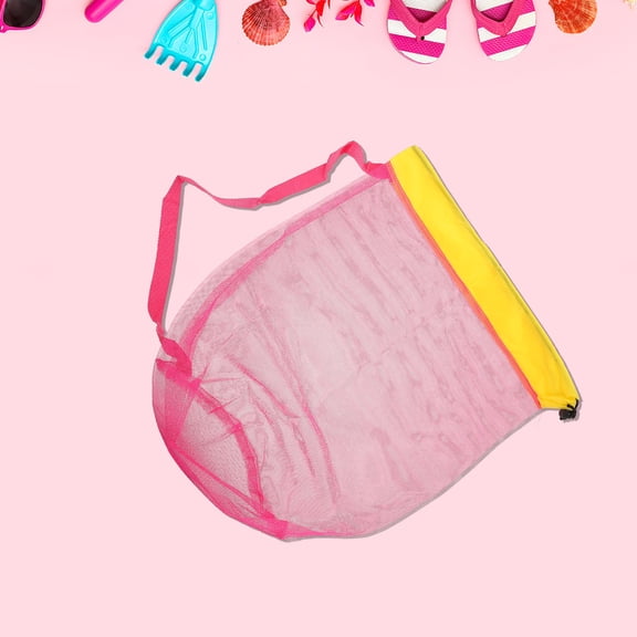 HONMEET Lightweight Polyester Mesh Beach Tote Bag for Travel, Outdoor Storage, Rosy Carry-All Bag for