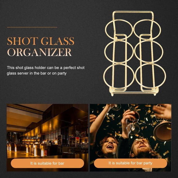 HONMEET Metal Bar Rack in Golden Finish for Desktop Shot Glass and Wine Glass Storage