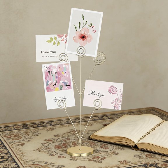 HONMEET Metal Photo Tree Holder with 5 Clips for Wedding Table Cards and Business Use