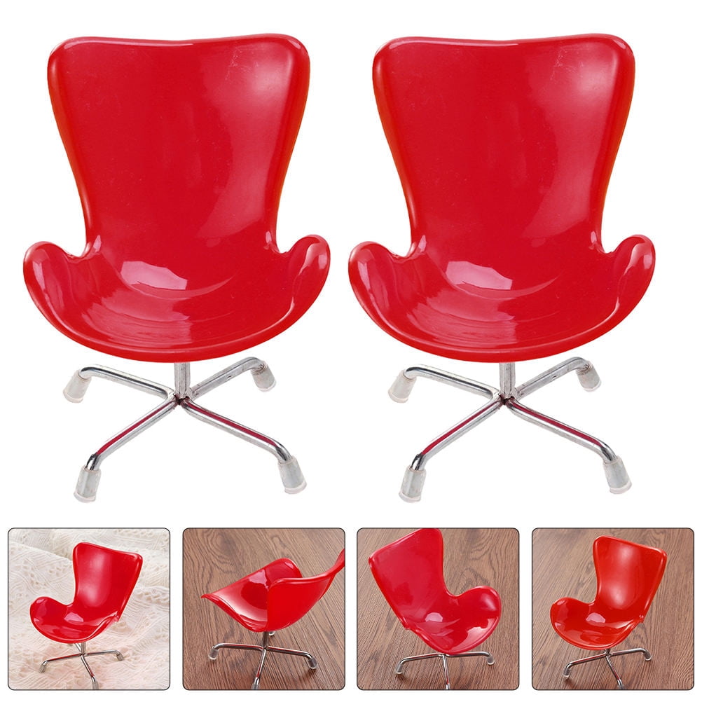 HONMEET Mini House Furniture Mini Chair Model Red Metal 2Pcs 5.5x4.3x4 ...