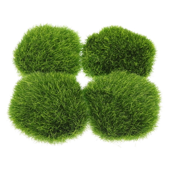 HONMEET 4pcs Green Foam Artificial Moss Stones for Home Decoration, Craft Accessories, Realistic Design, 2.4x2.4x1.2in