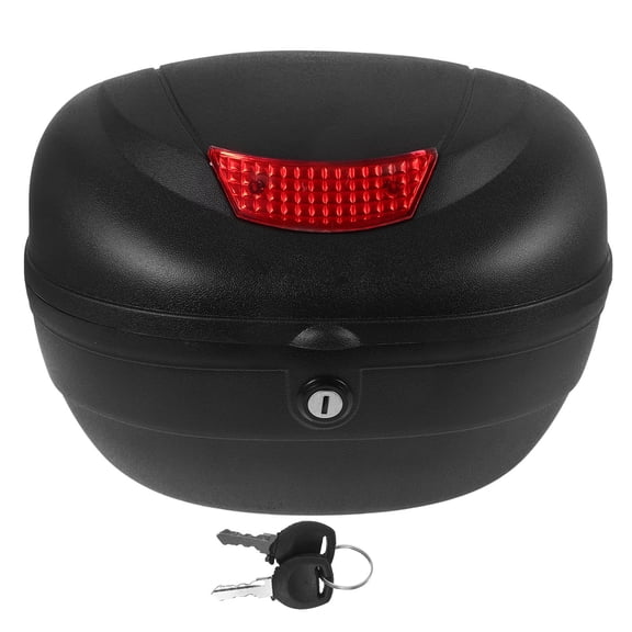 HONMEET Motorcycle Storage Box Black Plastic Top Case with Reflective Design for Visibility