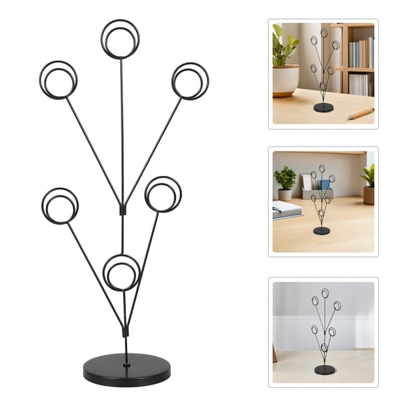 HONMEET Black Metal Photo Tree Holder Clip with Stable Base for Desktop Display
