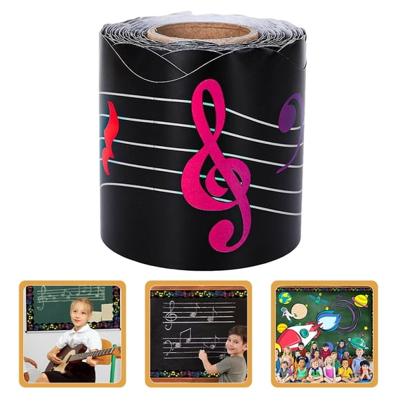 HONMEET Multi-Color Music Bulletin Board Border, Boho Style Musical Notes Trim, Easy to Install