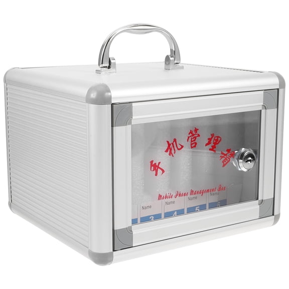 HONMEET Multi Slot Mobile Phone Holder with Handle Aluminum Alloy Case and Lock for Classroom and Conference