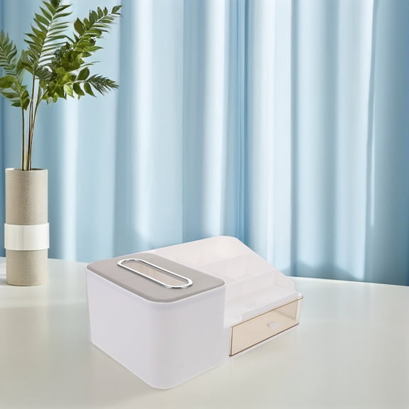 HONMEET Multifunctional Tissue Box Beige Plastic Storage for Home with Drawer