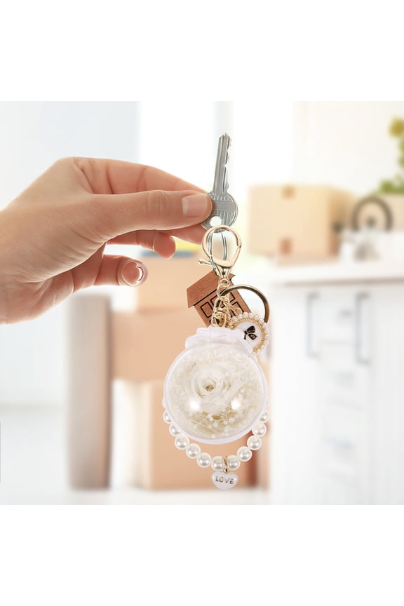White Rose Keychain Multifunctional Decorative Pendant for Bags, Keys, and Accessories Stylish Charm