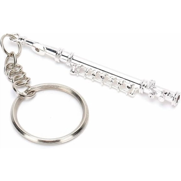HONMEET Retro Metal Mini Flute Keychain - Small Musical Instrument Pendant Keyring for Backpack, Purse, Car, Decorative Accessory