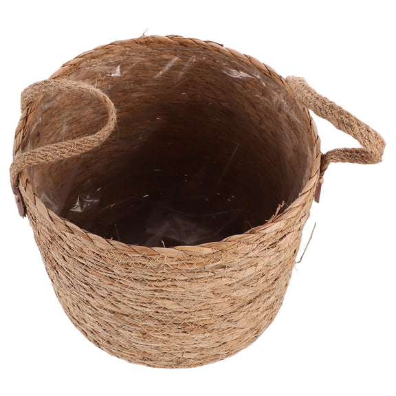 HONMEET Light Brown Woven Planter, Plant Basket, Rattan Material, Handmade for Garden