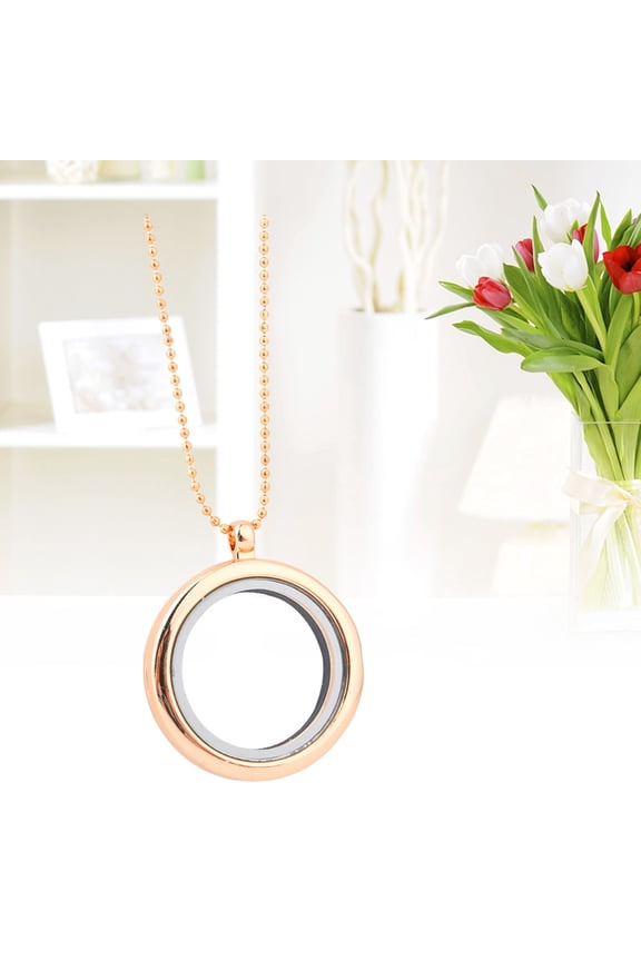 Round Photo Frame Locket Pendant Necklace for Women, 1 Pack, Stylish Memory Keepsake Jewelry