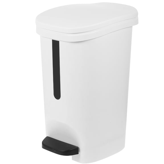 HONMEET White Step on Trash Can with Foot Pedal Lid Home Garbage Container for Kitchen Bathroom