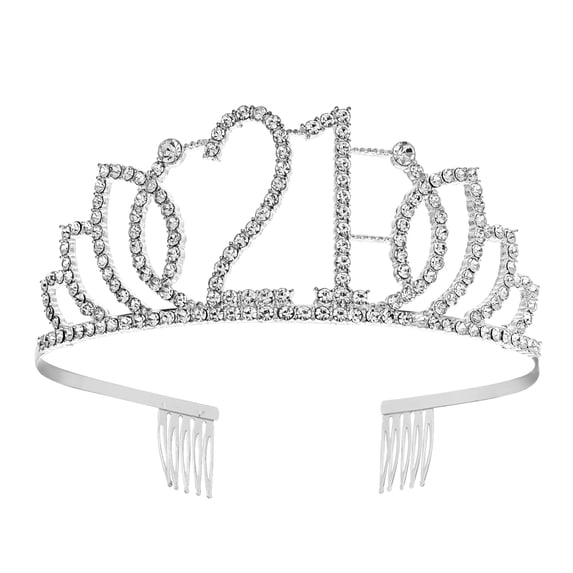 HONMEET Number Crown Headdress Silver Hair Accessories for Decoration