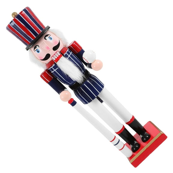 HONMEET  Wooden Baseball Player Nutcracker Decorative Figurine Collectible Blue 1Pack