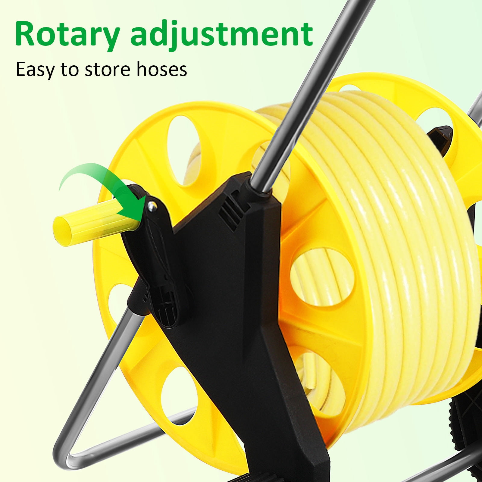 HONMEET Garden Hose Reel Cart with Wheels, Yellow Hose Storage Trolley for Easy Outdoor Watering