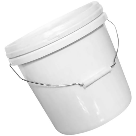 HONMEET White Plastic Bucket with Lid and Handle, Multi-Purpose Container, 1 Set for Home and Outdoor Use
