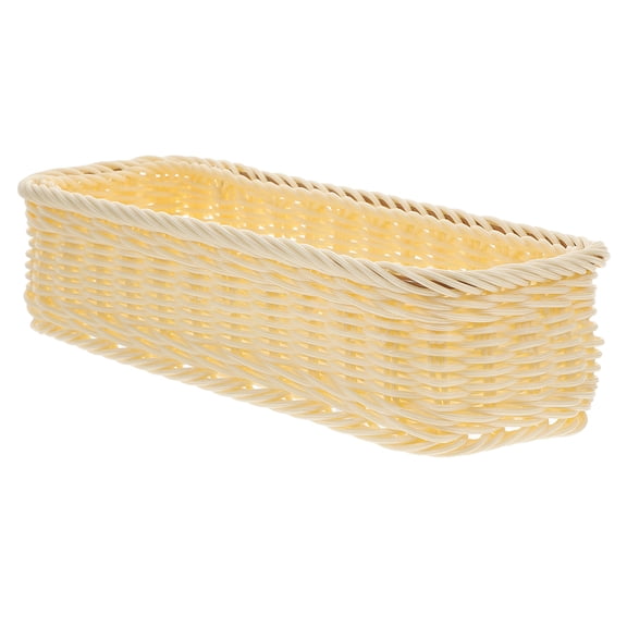 HONMEET Plastic Rattan Style Spice Storage Basket for Kitchen Countertop Organizer with Large Capacity