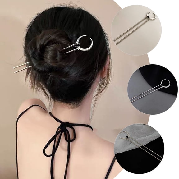 HONMEET Plated Rhinestone Hair Fork for Women, Elegant Bun Hair Stick with Non- Comfortable Grip, Stylish Hair Accessory