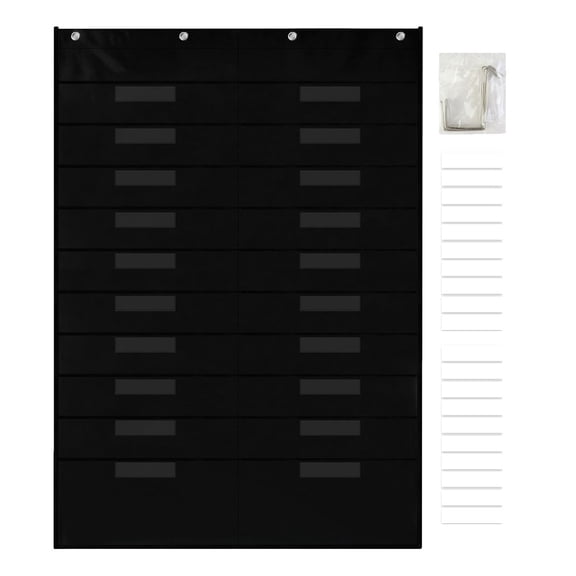 HONMEET Black Wall-Mounted Classroom Pocket File Holder Organizer for Folder, Mail, Magazine Storage and Office Supplies