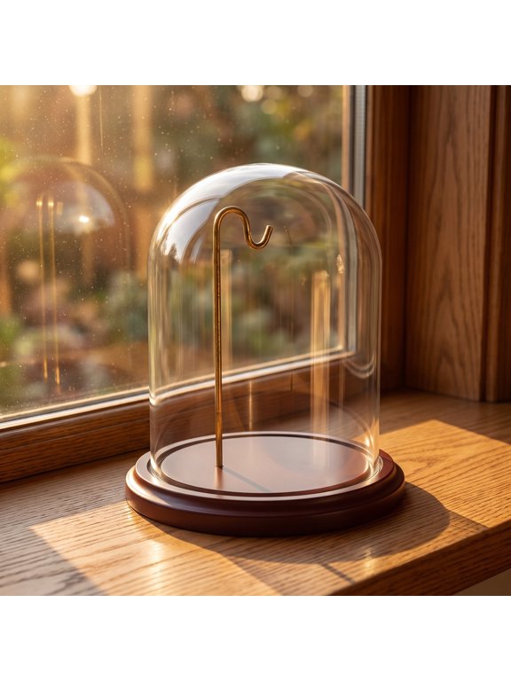 Transparent Glass Cloche with Hook for Elegant Pocket Watch Presentation