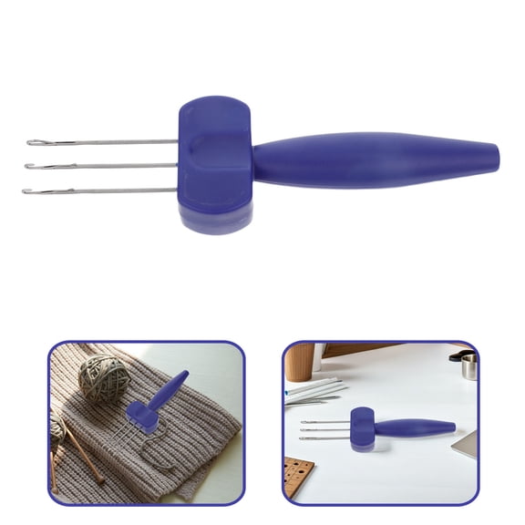 HONMEET Portable Blue Yarn Winder for Crocheting and Weaving with Latch Hook Knitting Tool