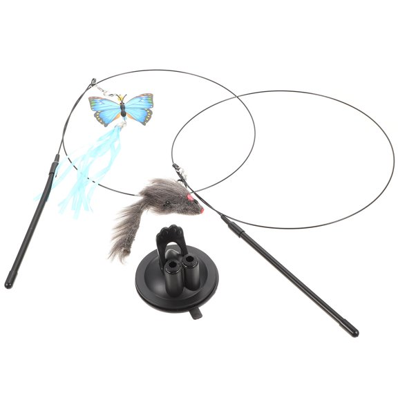 HONMEET Handheld Cat Teaser Stick with Artificial Plastic and Steel Wire