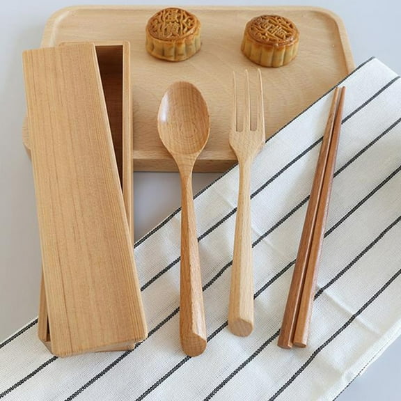 HONMEET Portable Wooden Tableware Set Assorted Color Japanese Style for Kitchen Use 1Set