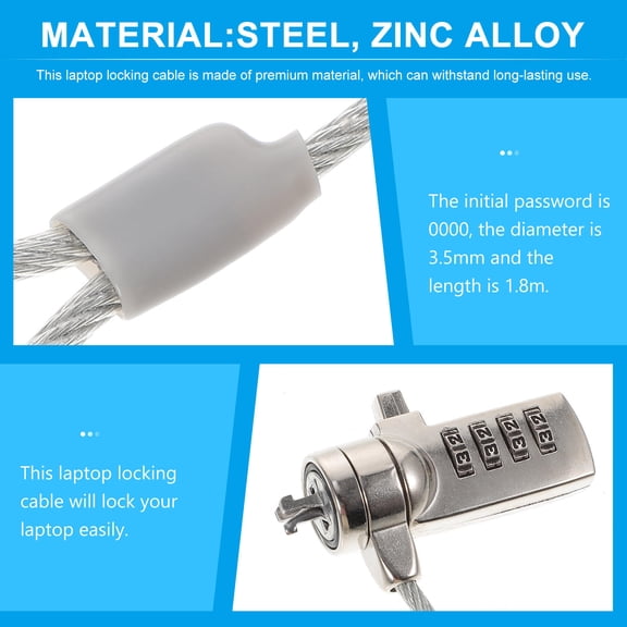 HONMEET Portable Laptop Cable Lock with One-Handed Engagement and Cut Resistant Plastic for Computer Security