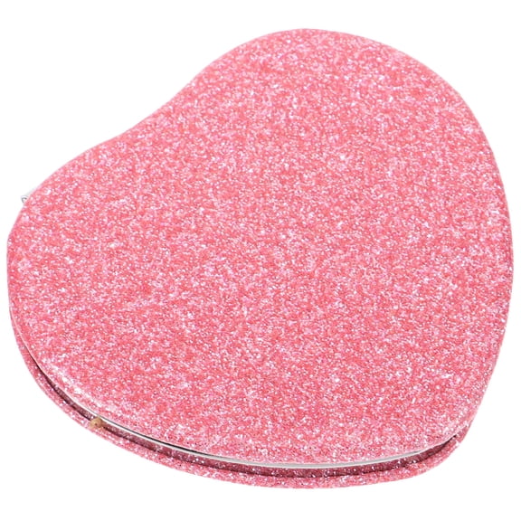 HONMEET Portable Pink Heart Shaped Compact Mirror Folding Small Makeup Mirror for Purse