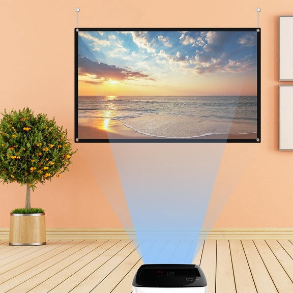 HONMEET Portable Projection Screen White for Office Home Use with Anti Crease Feature