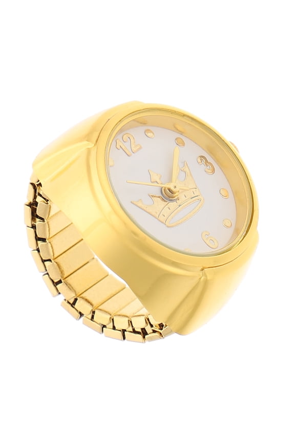 Portable Watch Ring Crown Ring Watch Golden Stainless Steel 1Pcs