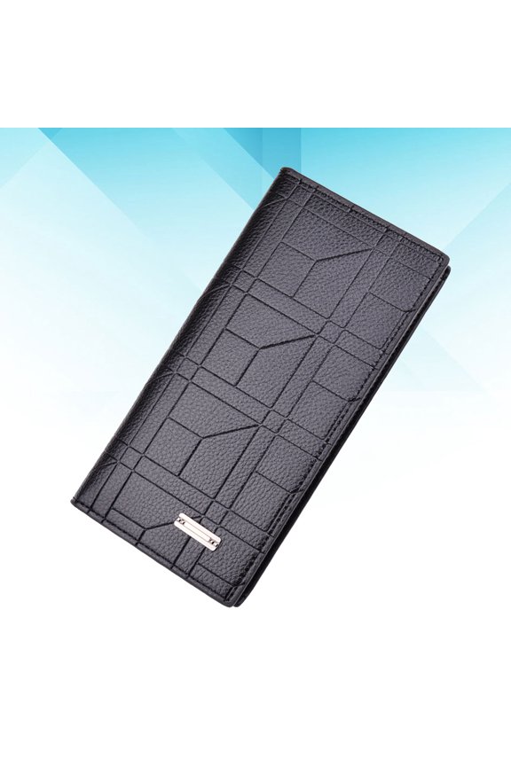 Simple Men Purse Coffee Color PU Long Wallet for Credit Cards Money Storage